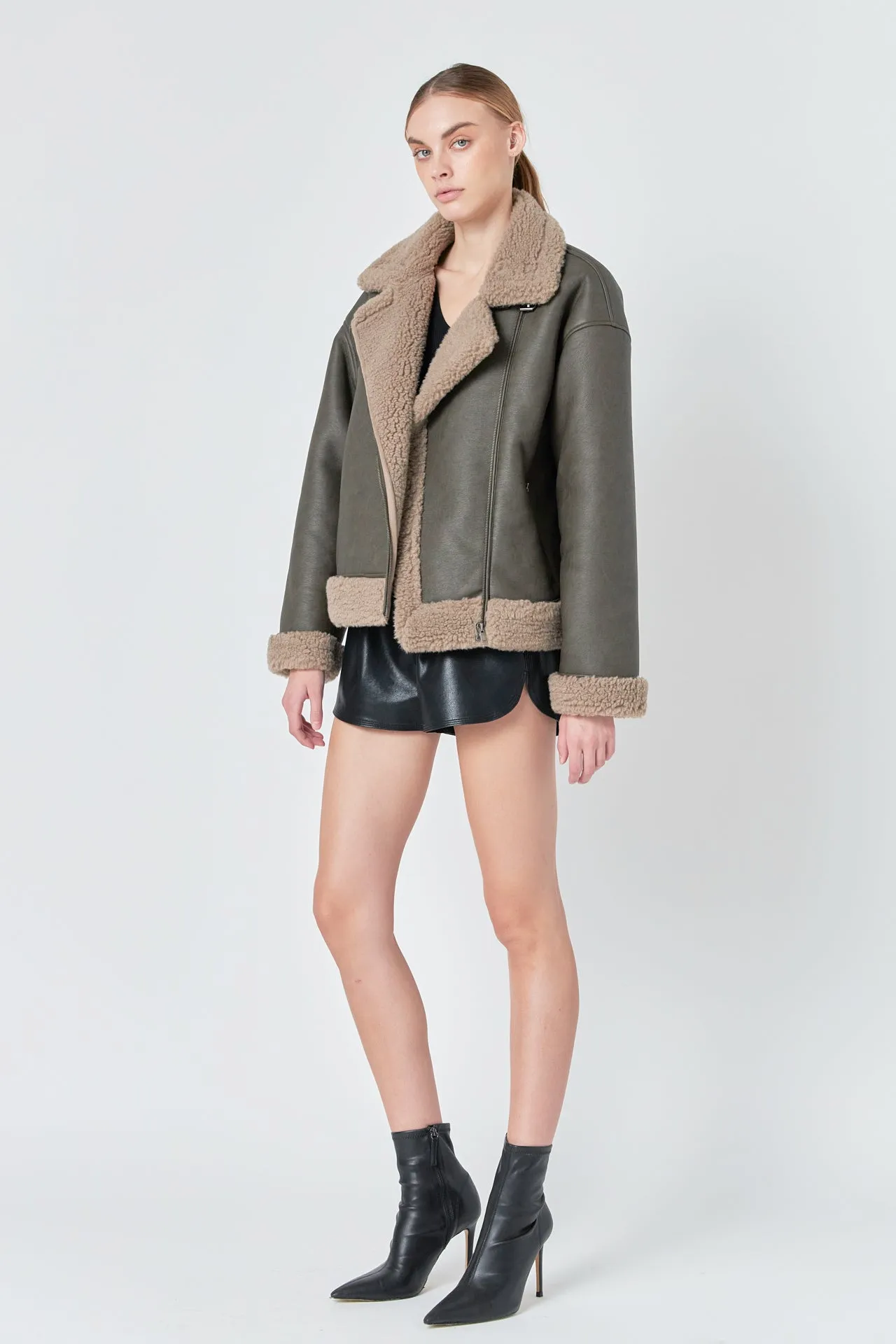 Faux Leather Jacket with Sherpa Lining sold by Endless Rose product image thumbnail 3