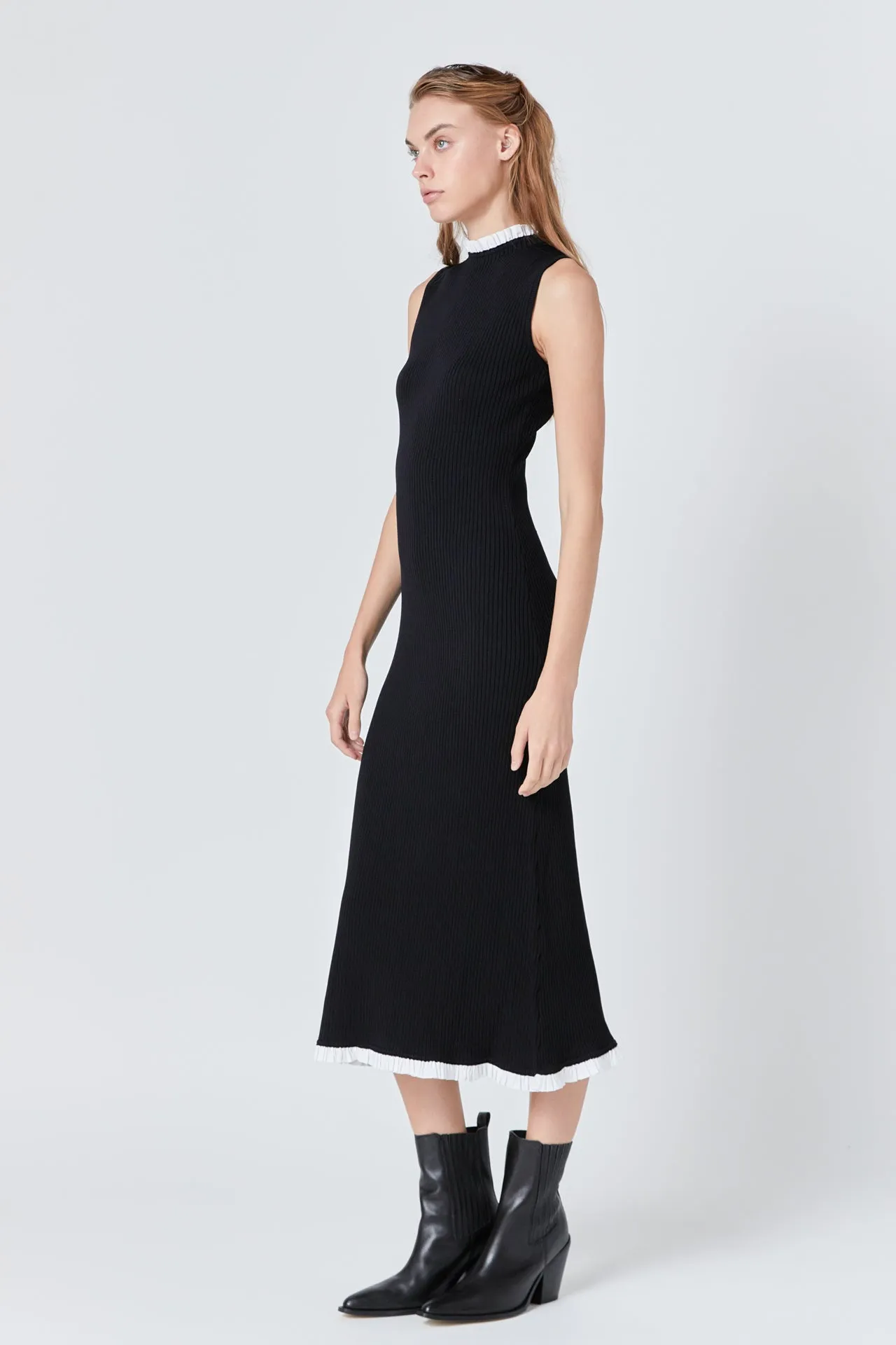 Contrast Ruffle Knit Maxi Dress sold by Endless Rose product image thumbnail 3