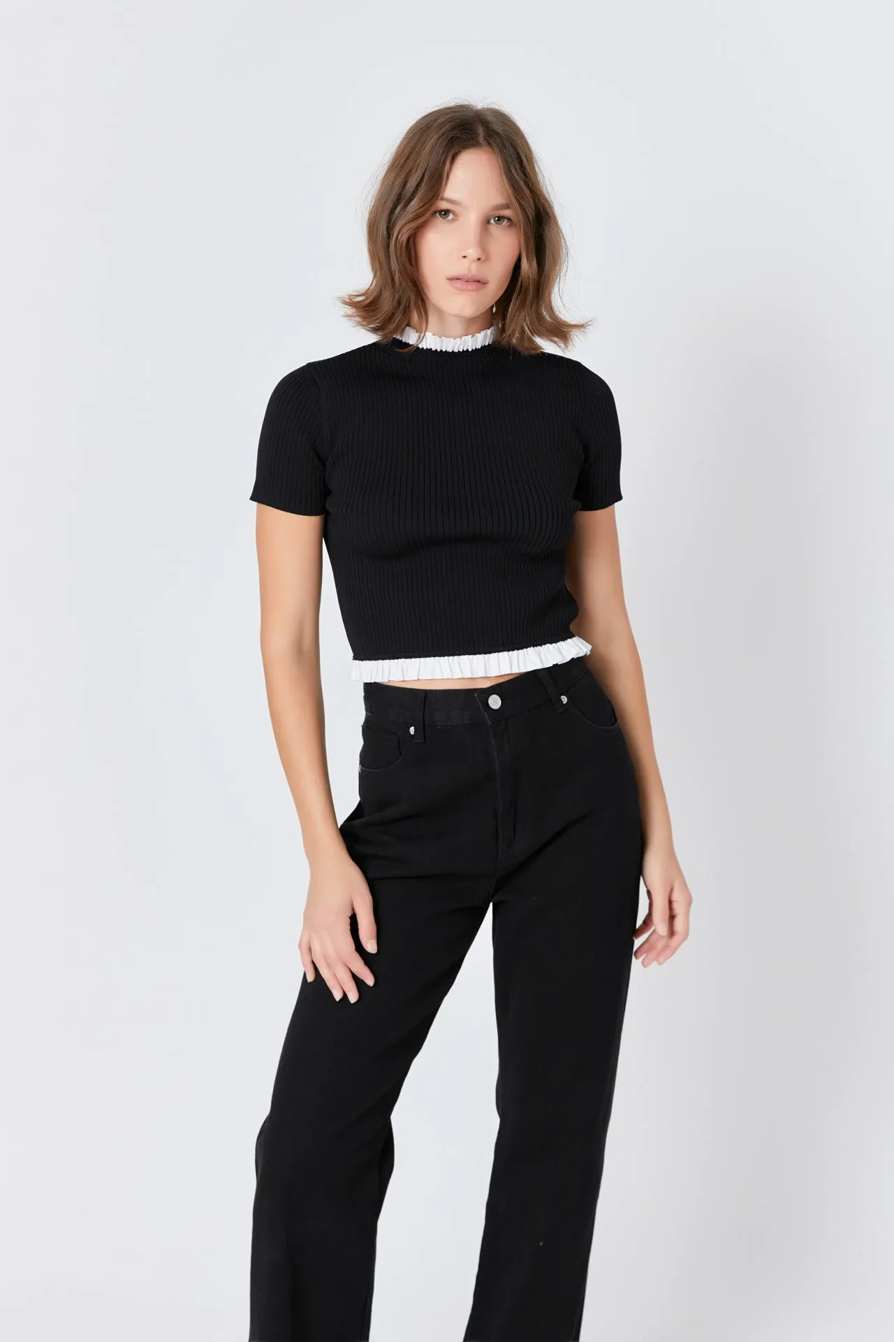 Contrast Ruffle Short Sleeve Top sold by Endless Rose product image thumbnail 5