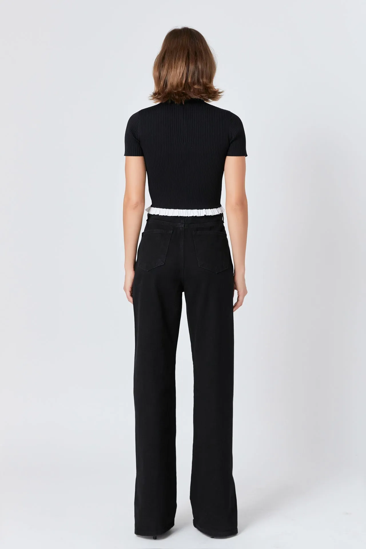 Contrast Ruffle Short Sleeve Top sold by Endless Rose product image thumbnail 4