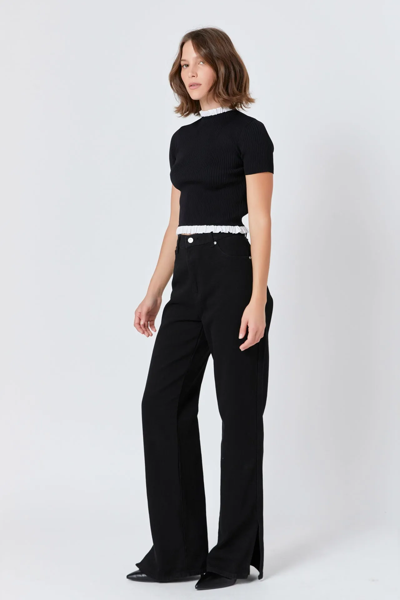 Contrast Ruffle Short Sleeve Top sold by Endless Rose product image thumbnail 3