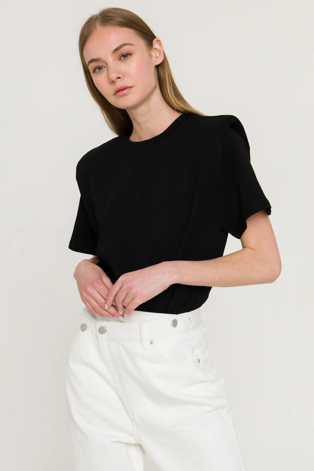 Shoulder Padded Short Sleeve T-Shirt sold by Endless Rose product image thumbnail 5