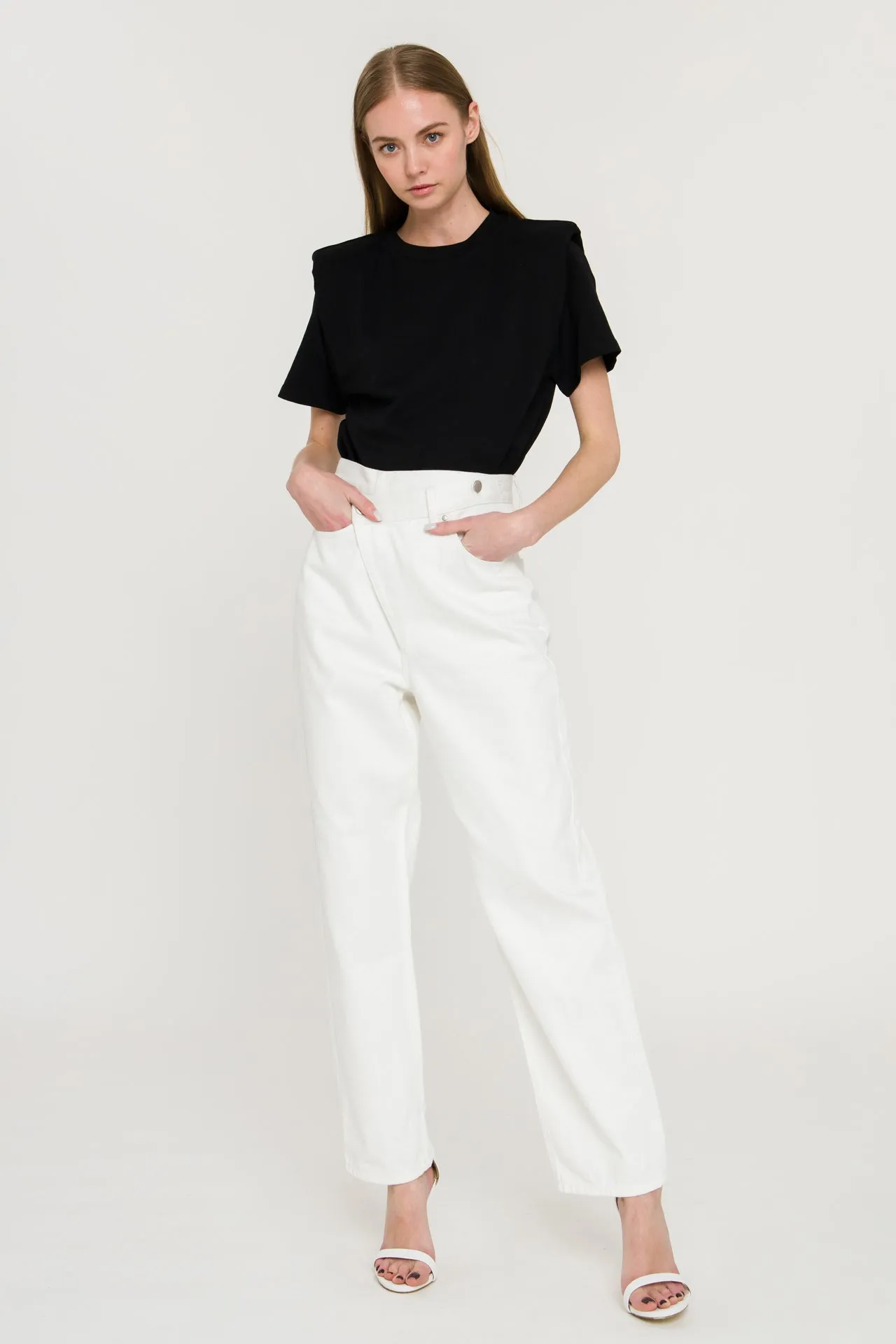 Shoulder Padded Short Sleeve T-Shirt sold by Endless Rose