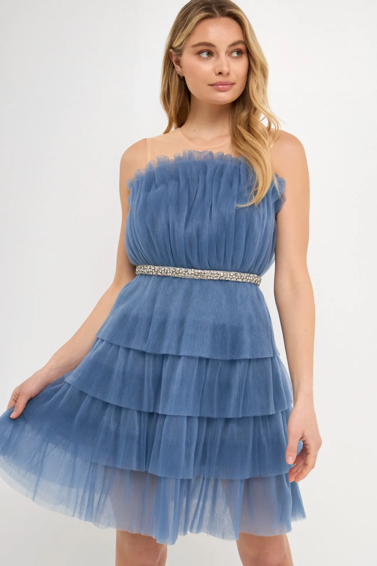 Tulle Tiered Mini with Jeweled Belt sold by Endless Rose product image thumbnail 5