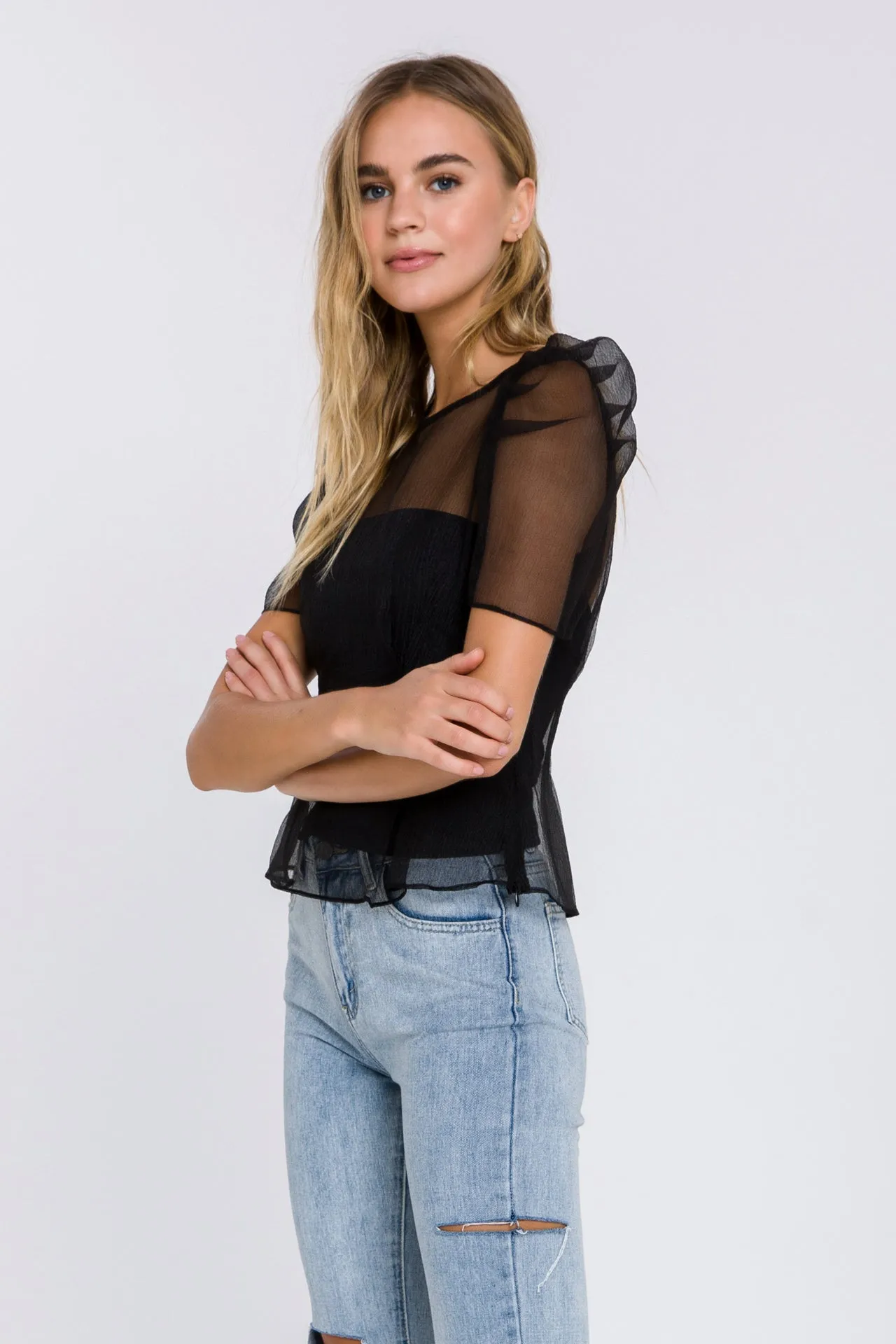 Mesh Puff Short Sleeve Top sold by Endless Rose product image thumbnail 3
