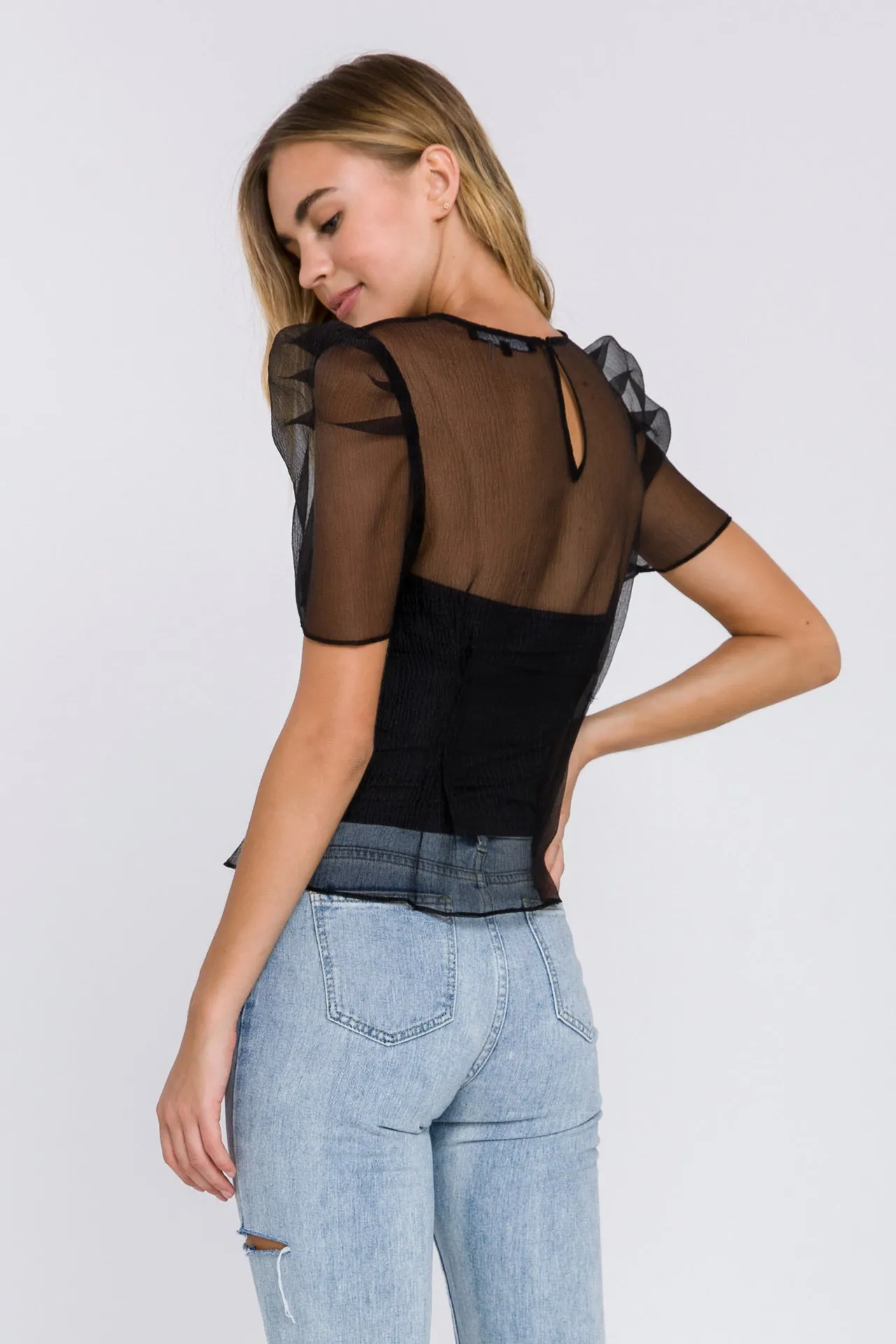 Mesh Puff Short Sleeve Top sold by Endless Rose product image thumbnail 4