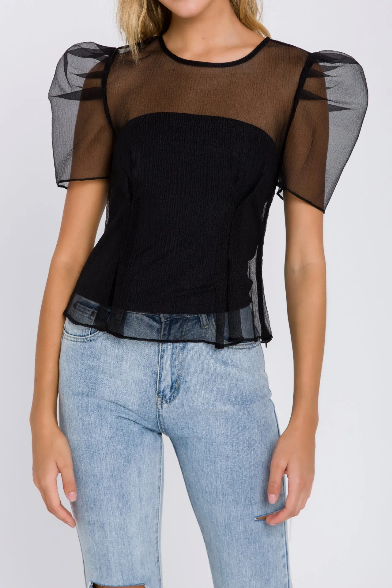 Mesh Puff Short Sleeve Top sold by Endless Rose product image thumbnail 2