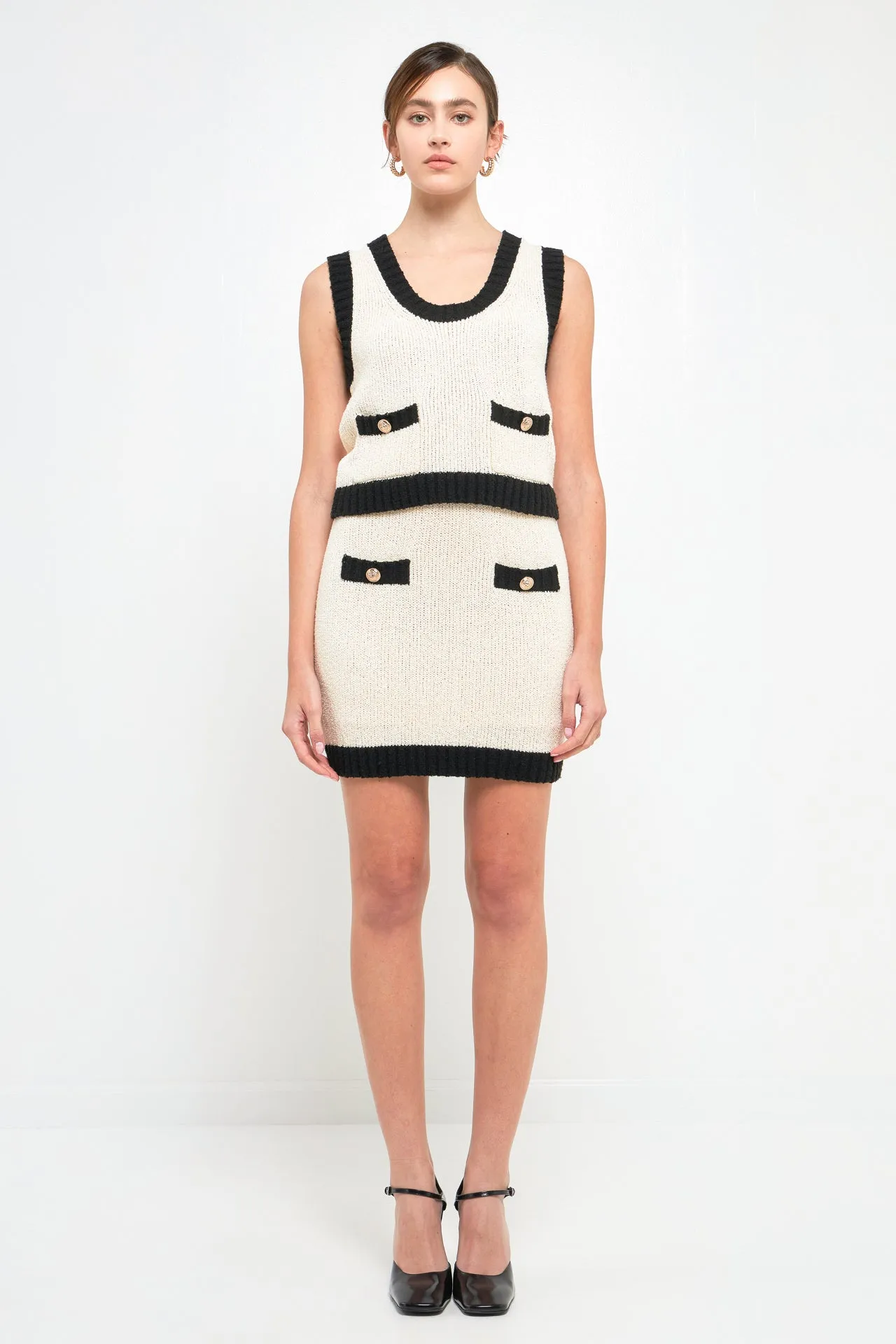 Knit Mini Skirt with Gold Buttons sold by Endless Rose