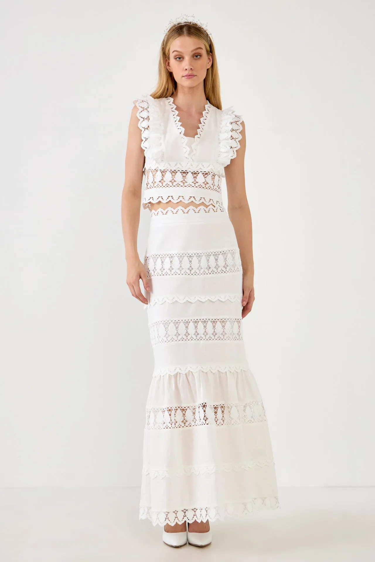 Lace Trim Maxi Skirt sold by Endless Rose