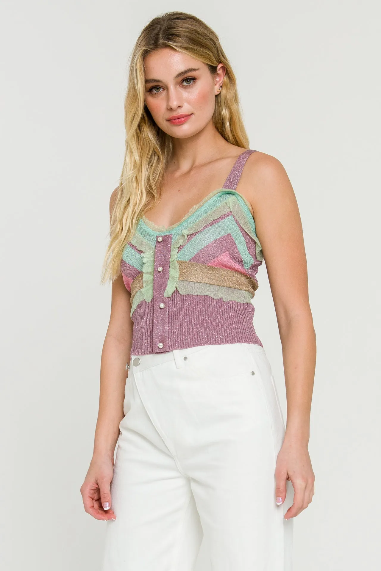 Color Block Metallic Knit Top sold by Endless Rose product image thumbnail 3