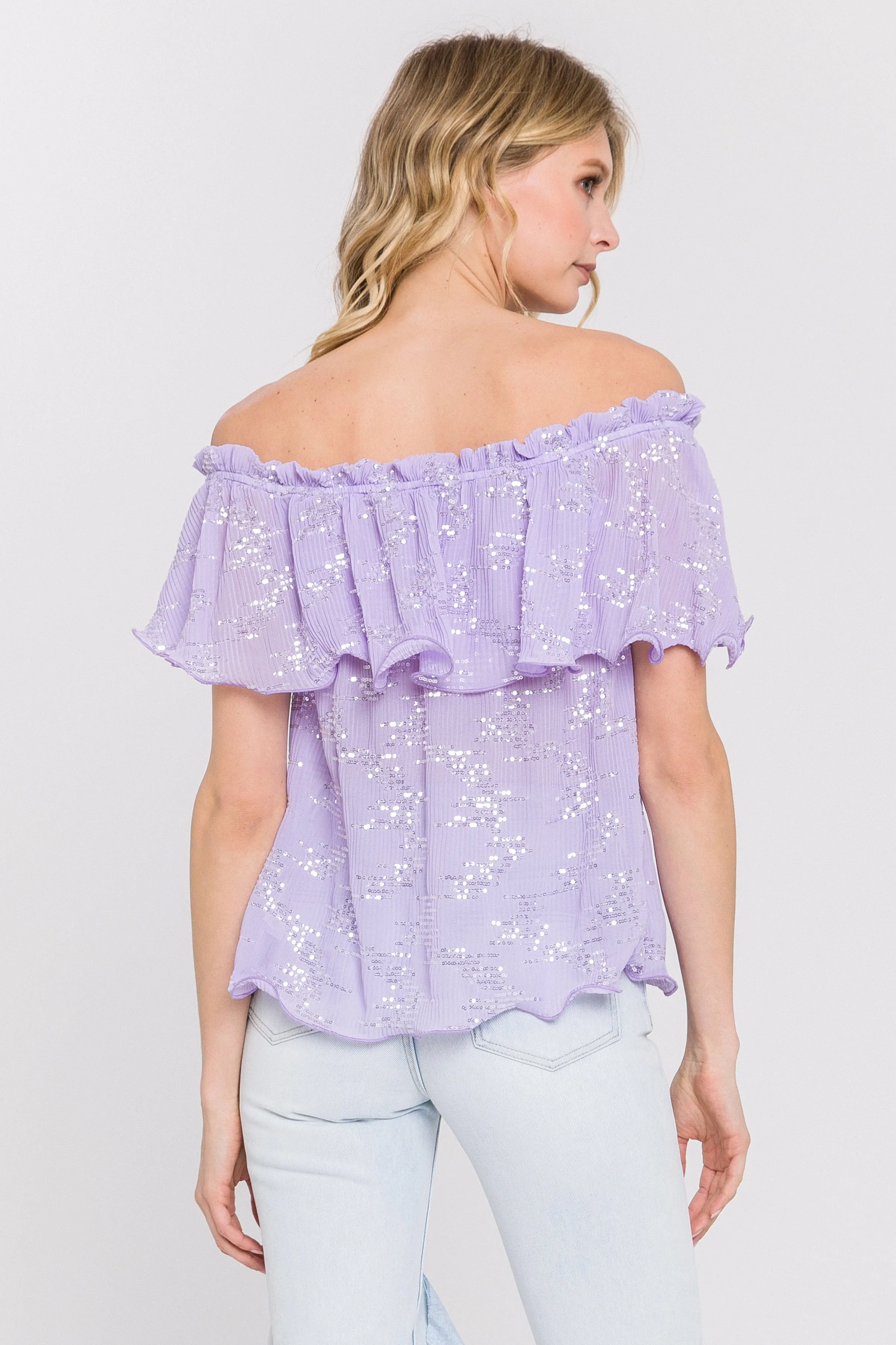 Tiered Sequin Chiffon Top sold by Endless Rose product image thumbnail 4