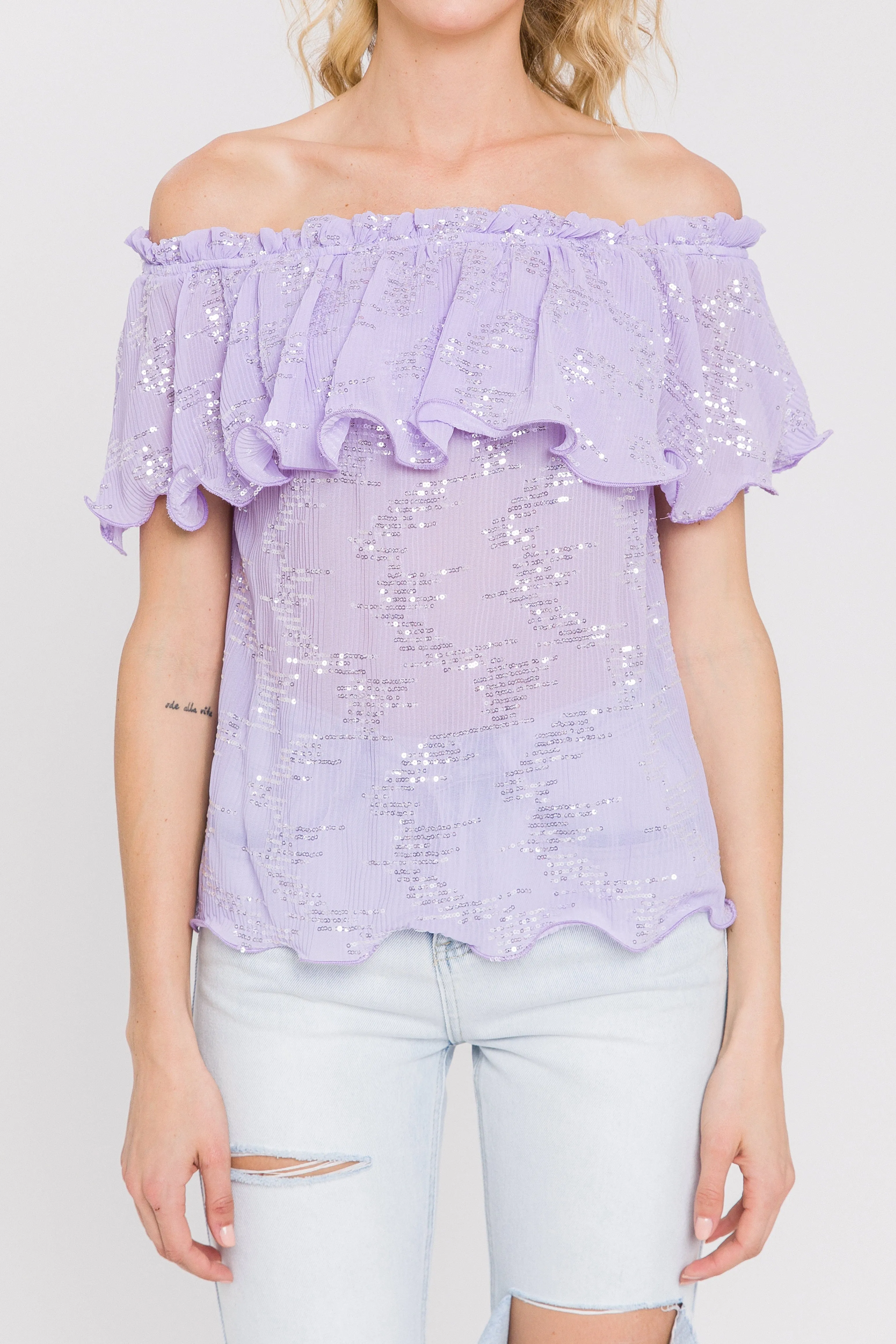 Tiered Sequin Chiffon Top sold by Endless Rose product image thumbnail 2
