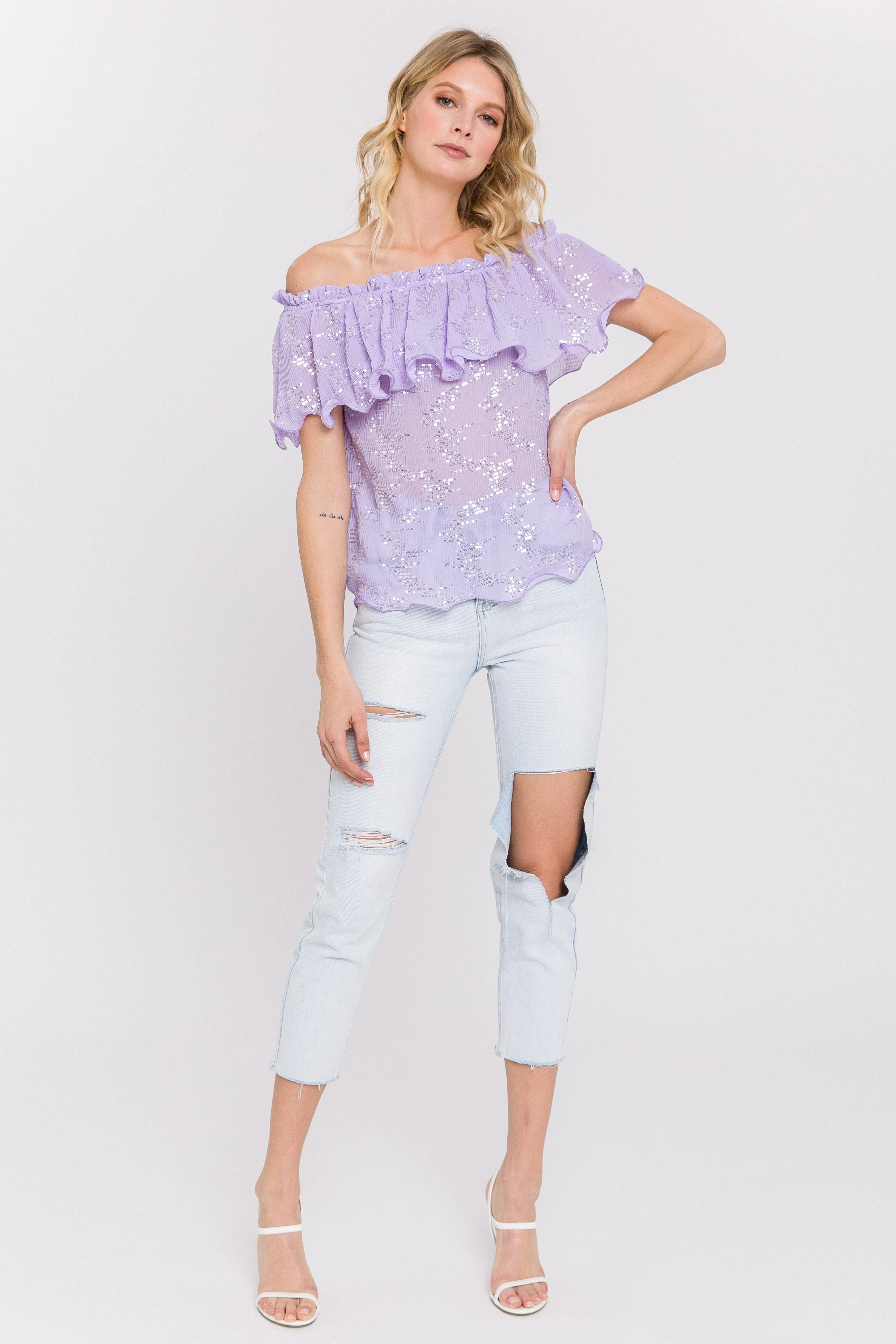 Tiered Sequin Chiffon Top sold by Endless Rose product image thumbnail 5