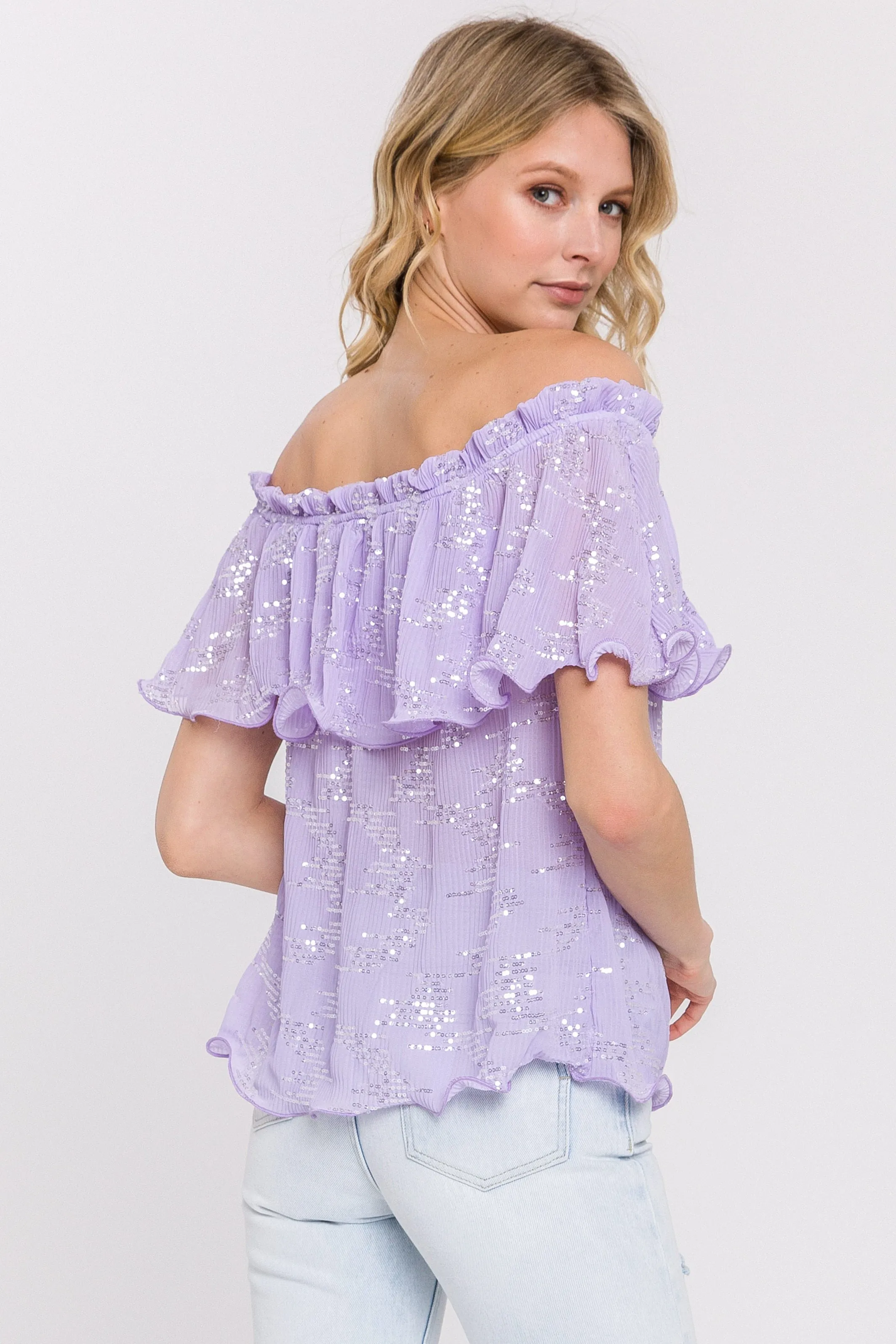 Tiered Sequin Chiffon Top sold by Endless Rose