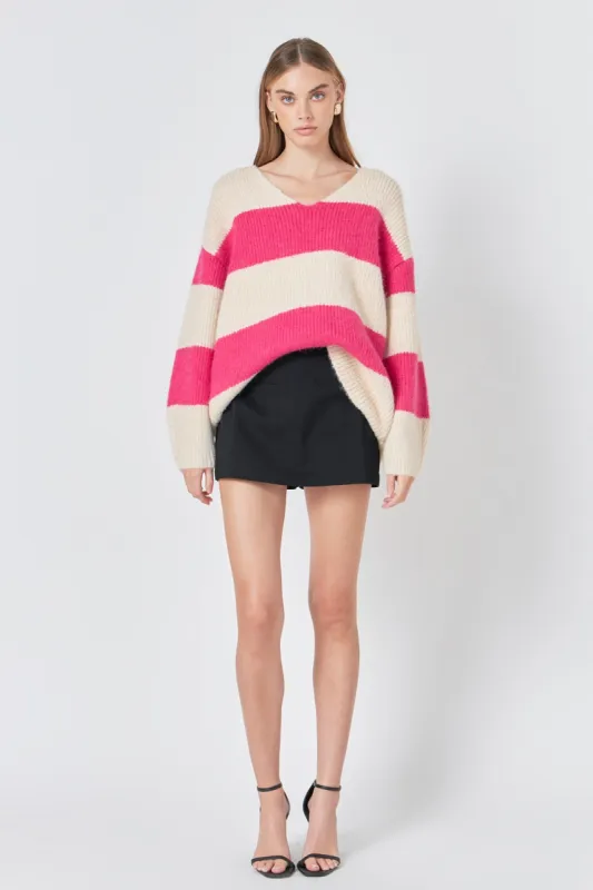 Fuzzy Striped Oversized Sweater sold by Endless Rose
