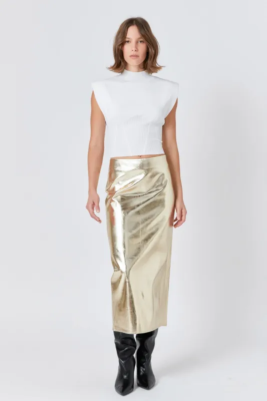 Printed Foil Faux Leather Maxi Skirt sold by Endless Rose