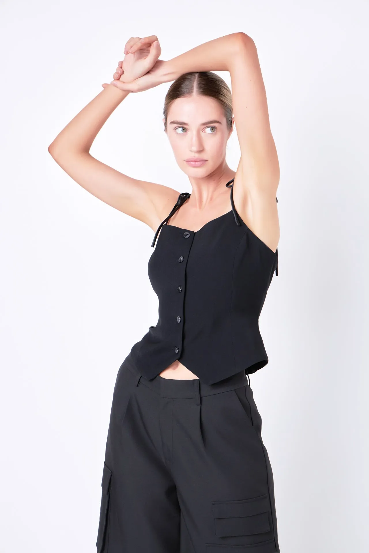 Strappy Bow Fitted Vest sold by Endless Rose