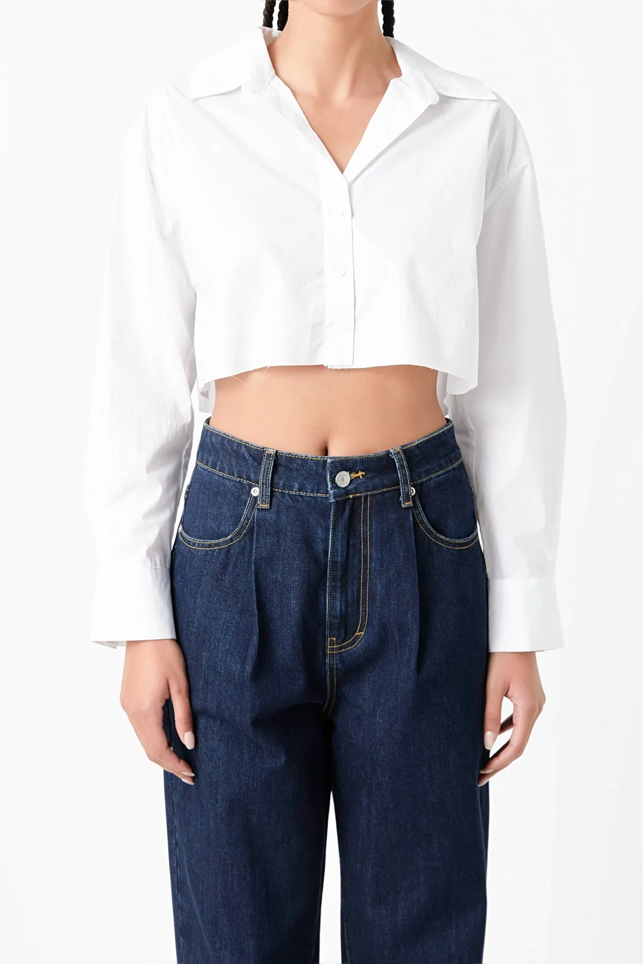 Raw Edge Cropped Shirts sold by Endless Rose product image thumbnail 3