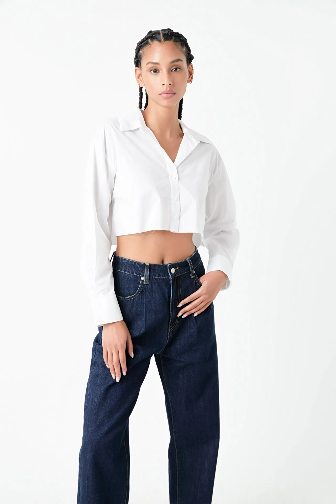 Raw Edge Cropped Shirts sold by Endless Rose