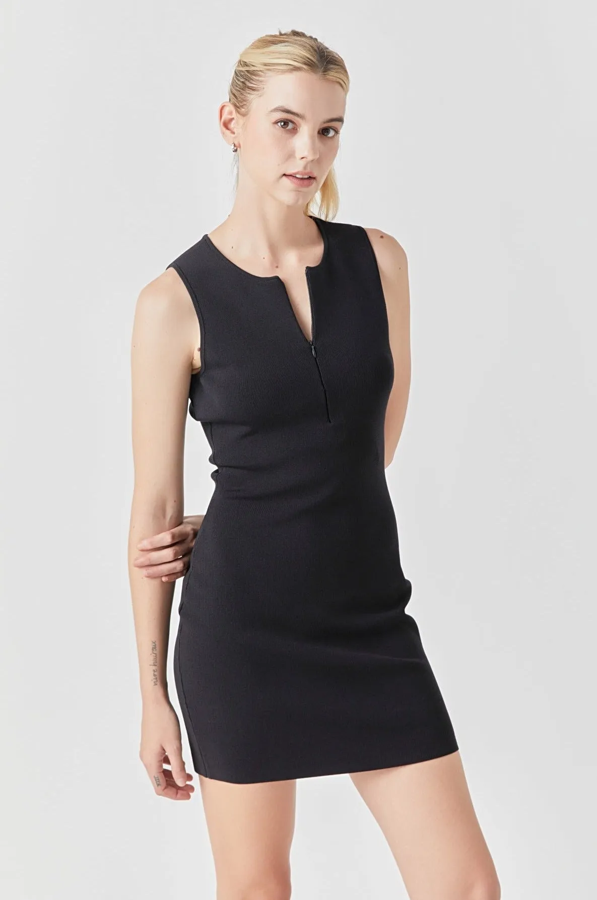 Front Zip Sleeveless Knit Mini Dress sold by Endless Rose product image thumbnail 3