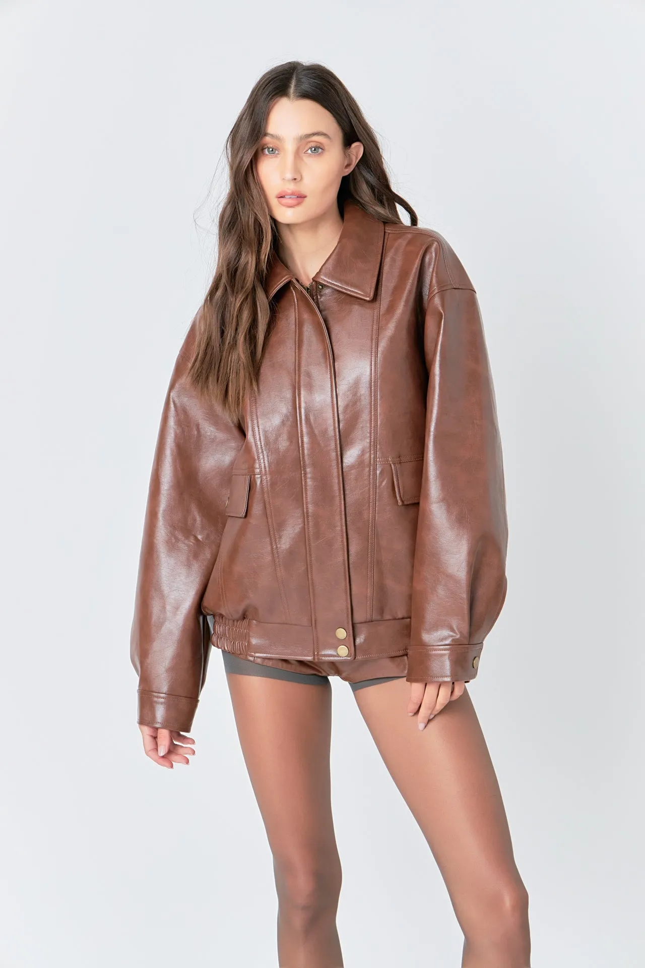 Faux Leather Collared Jacket sold by Endless Rose product image thumbnail 2