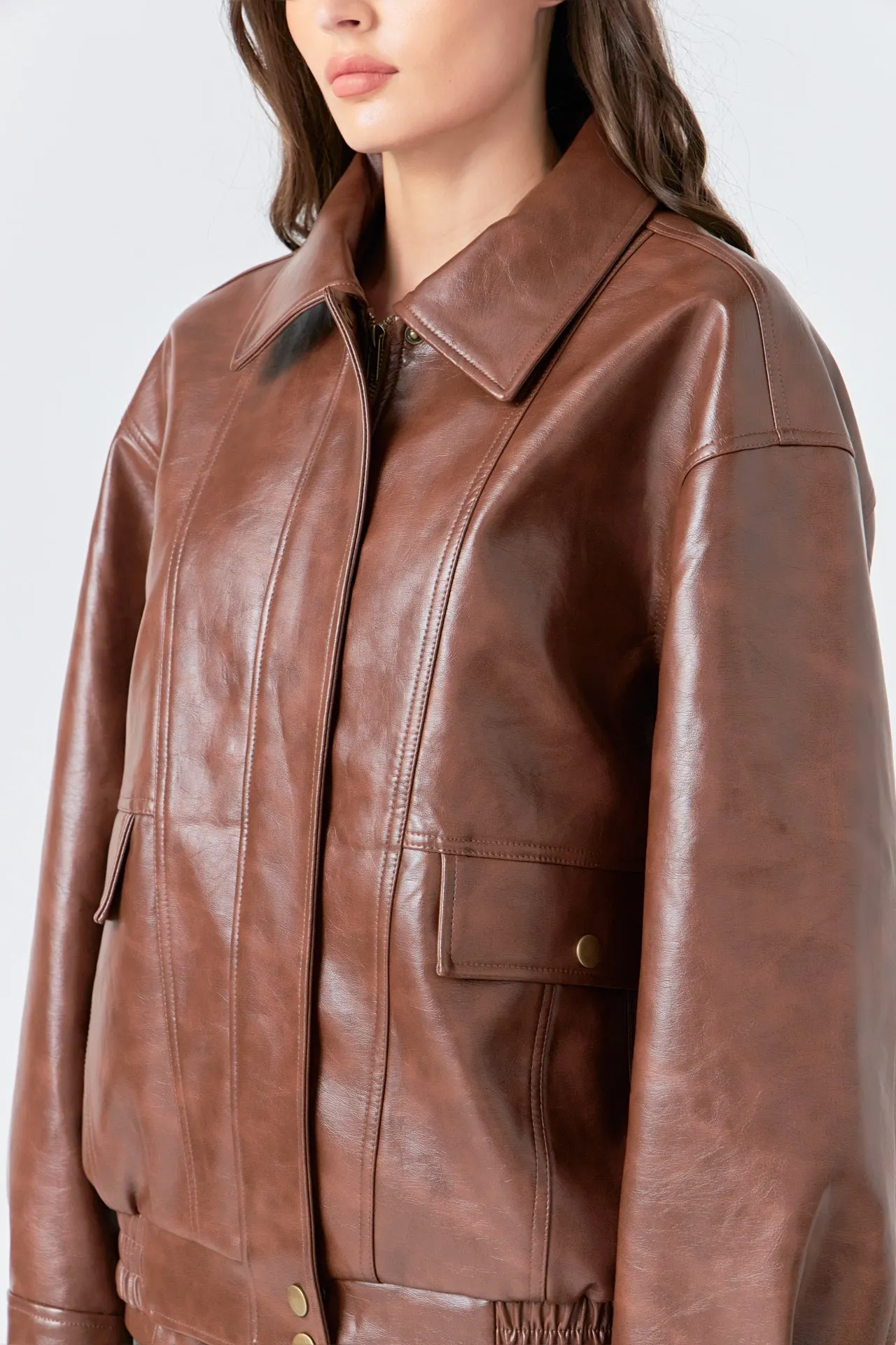 Faux Leather Collared Jacket sold by Endless Rose product image thumbnail 4