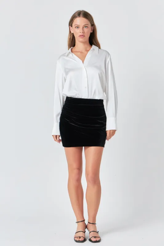 Velvet Ruched Mini Skirt sold by Endless Rose