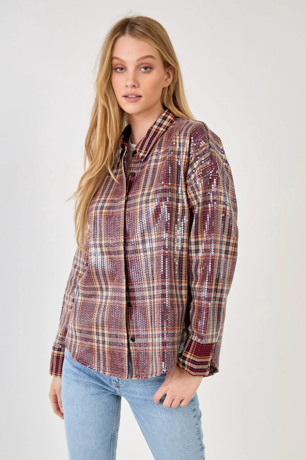 Check Patterned Sequin Shirt sold by Endless Rose product image thumbnail 5