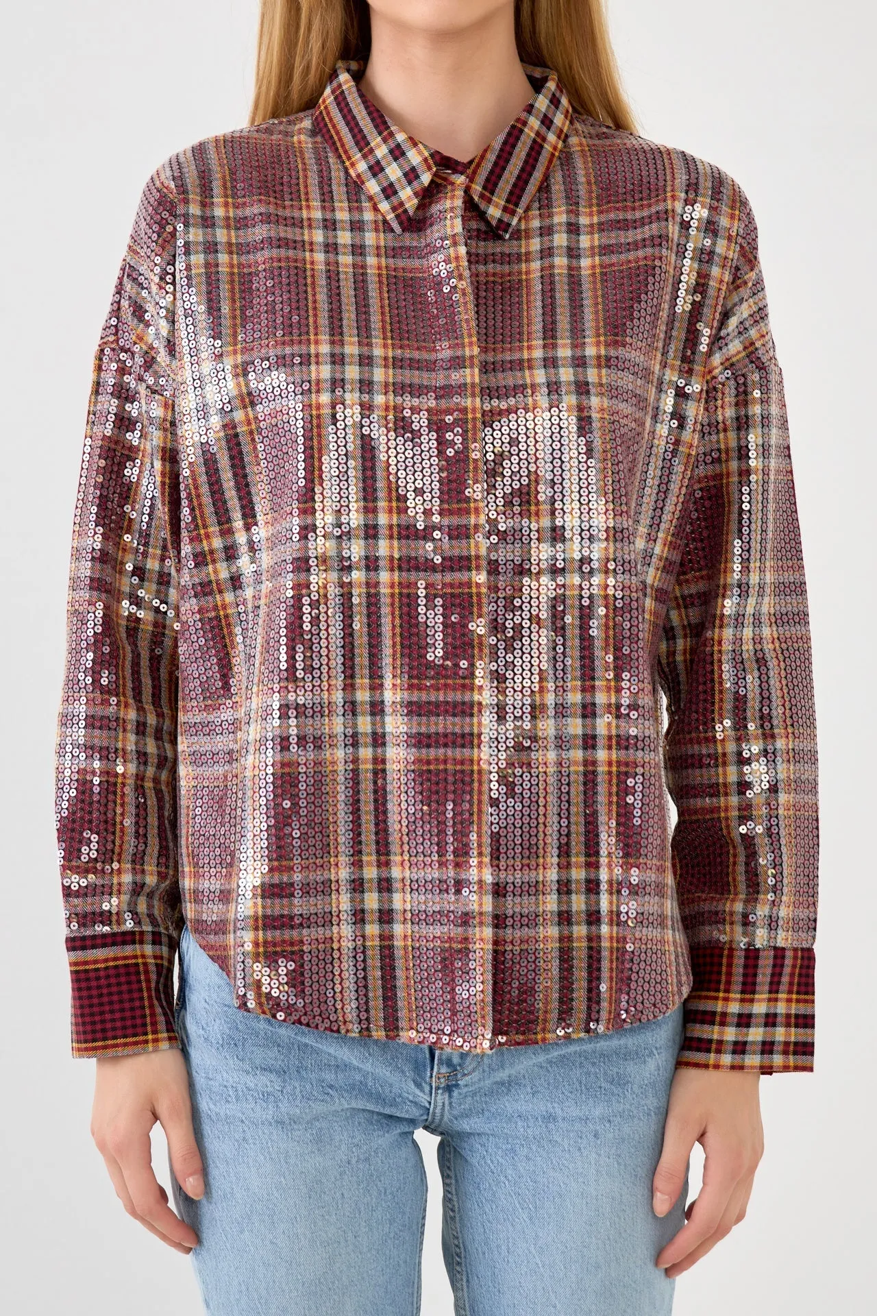 Check Patterned Sequin Shirt sold by Endless Rose product image thumbnail 2