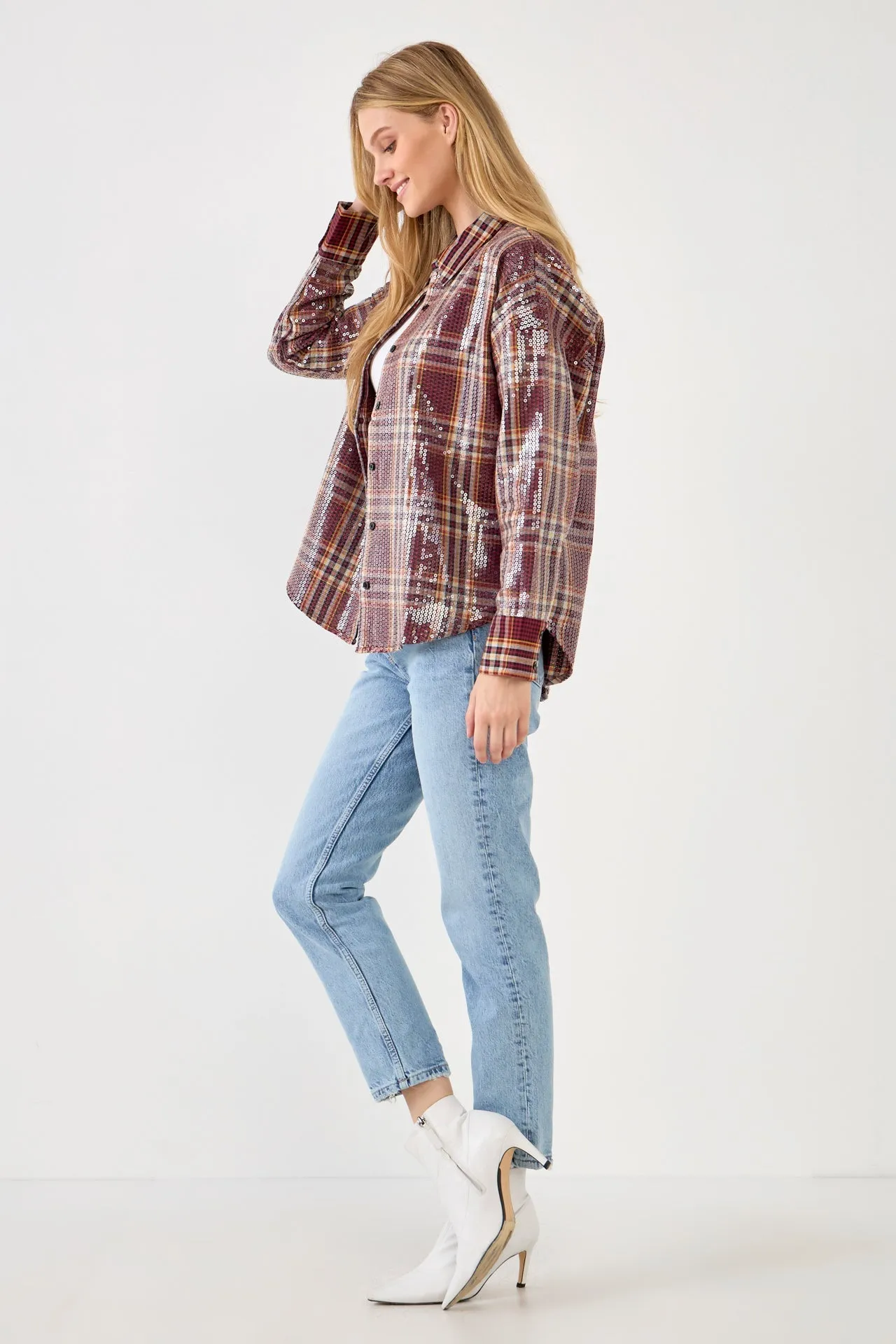 Check Patterned Sequin Shirt sold by Endless Rose product image thumbnail 3