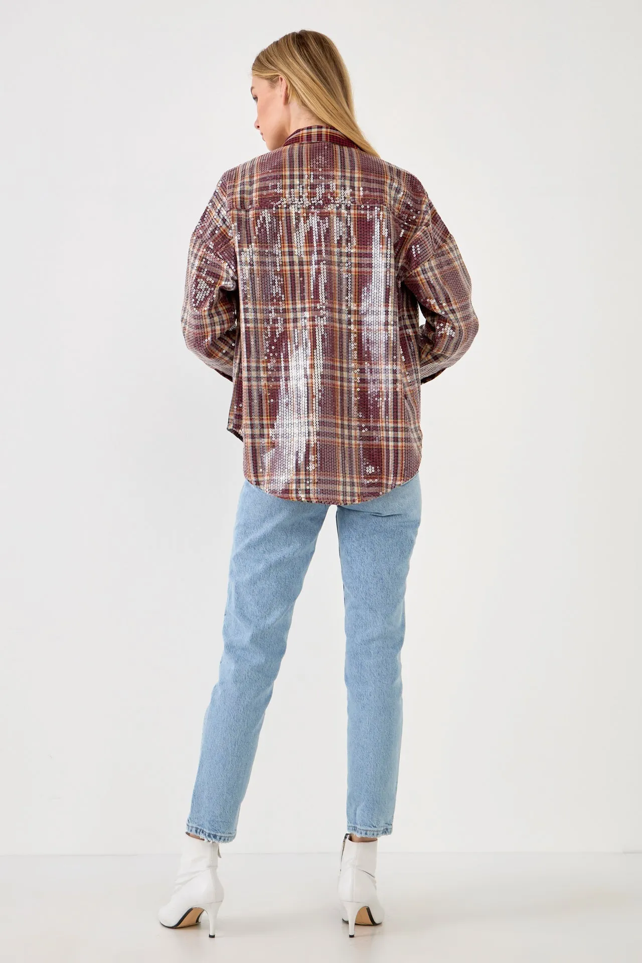 Check Patterned Sequin Shirt sold by Endless Rose product image thumbnail 4