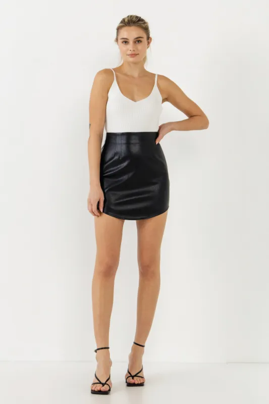 Curved Mini Pleather Skirt sold by Endless Rose