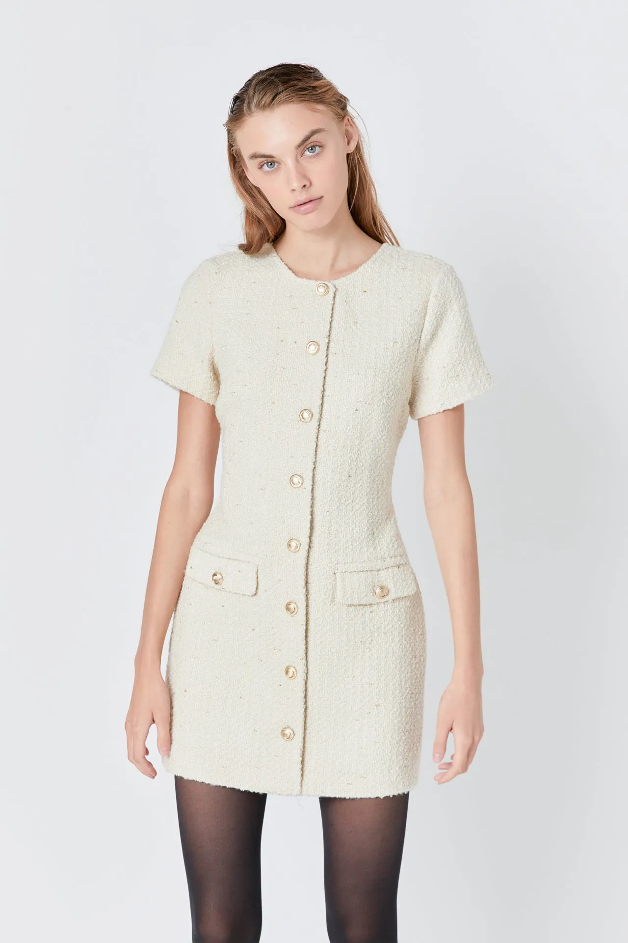 Tweed Buttoned Mini Dress sold by Endless Rose product image thumbnail 5