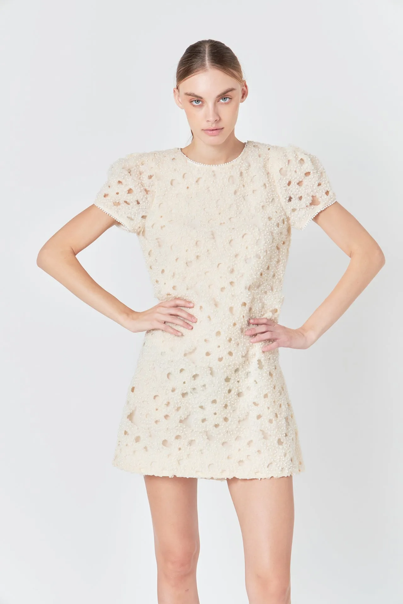 Pearl and Tulle Textured Mini Dress sold by Endless Rose product image thumbnail 5