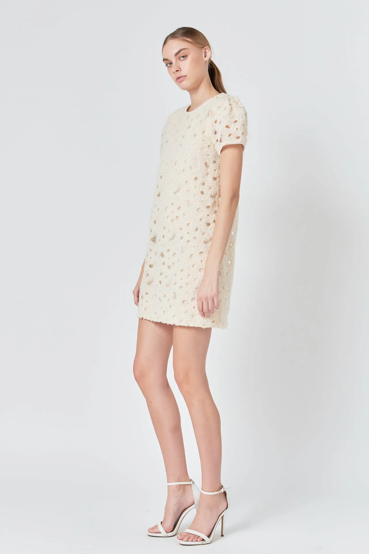 Pearl and Tulle Textured Mini Dress sold by Endless Rose product image thumbnail 3
