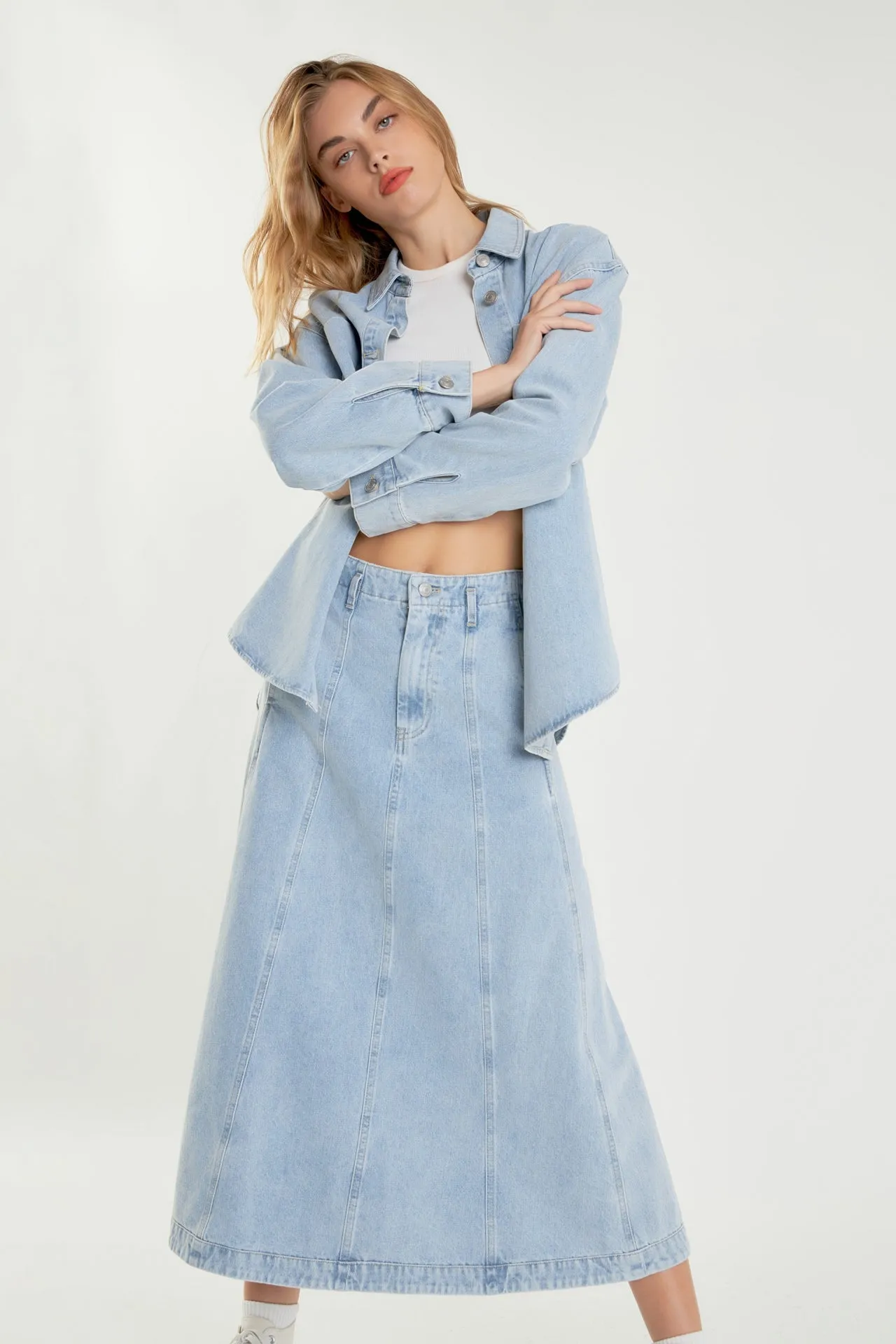 Denim Maxi Skirt sold by Endless Rose