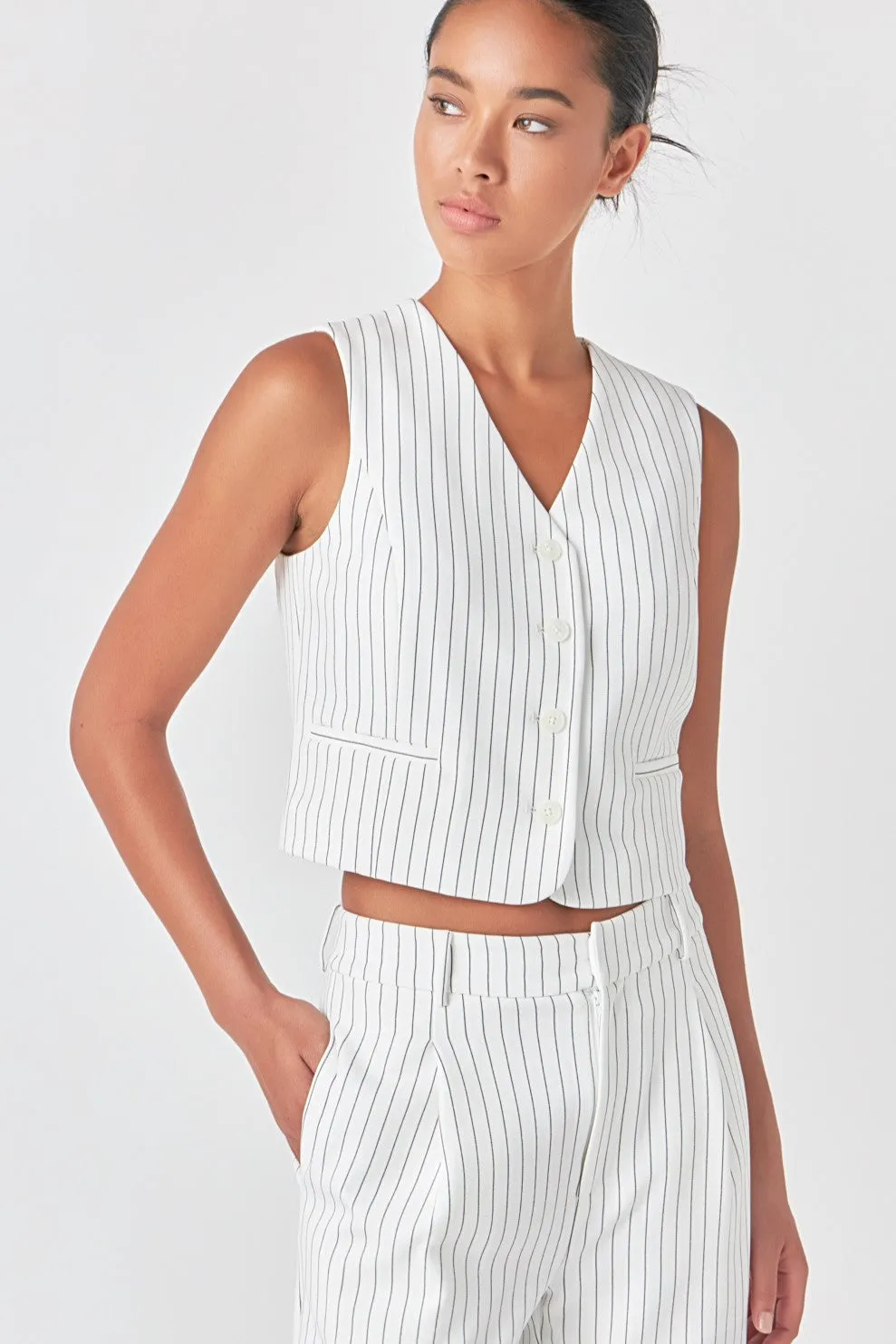 Pinstriped Vest with Welted Pocket sold by Endless Rose