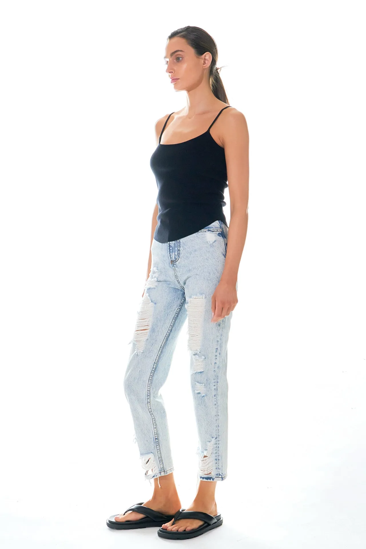 High-Waisted Distressed Straight Leg Jeans sold by Endless Rose product image thumbnail 3