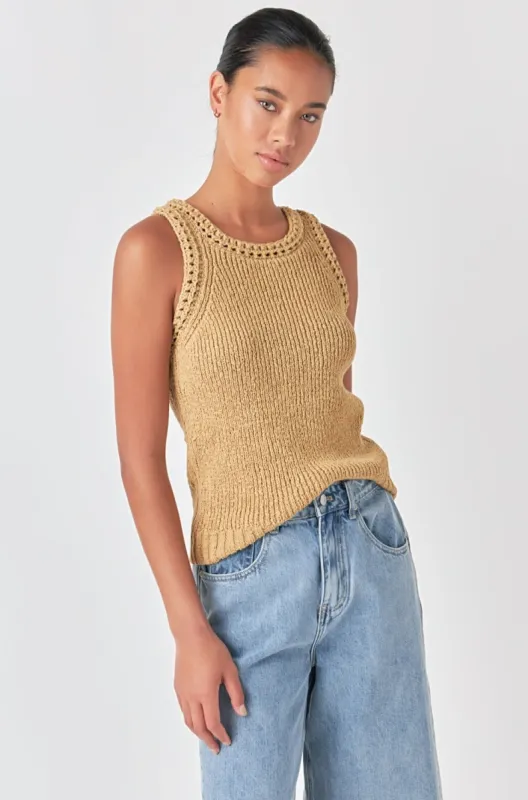 Round Neck Sleeveless Knit Top sold by Endless Rose