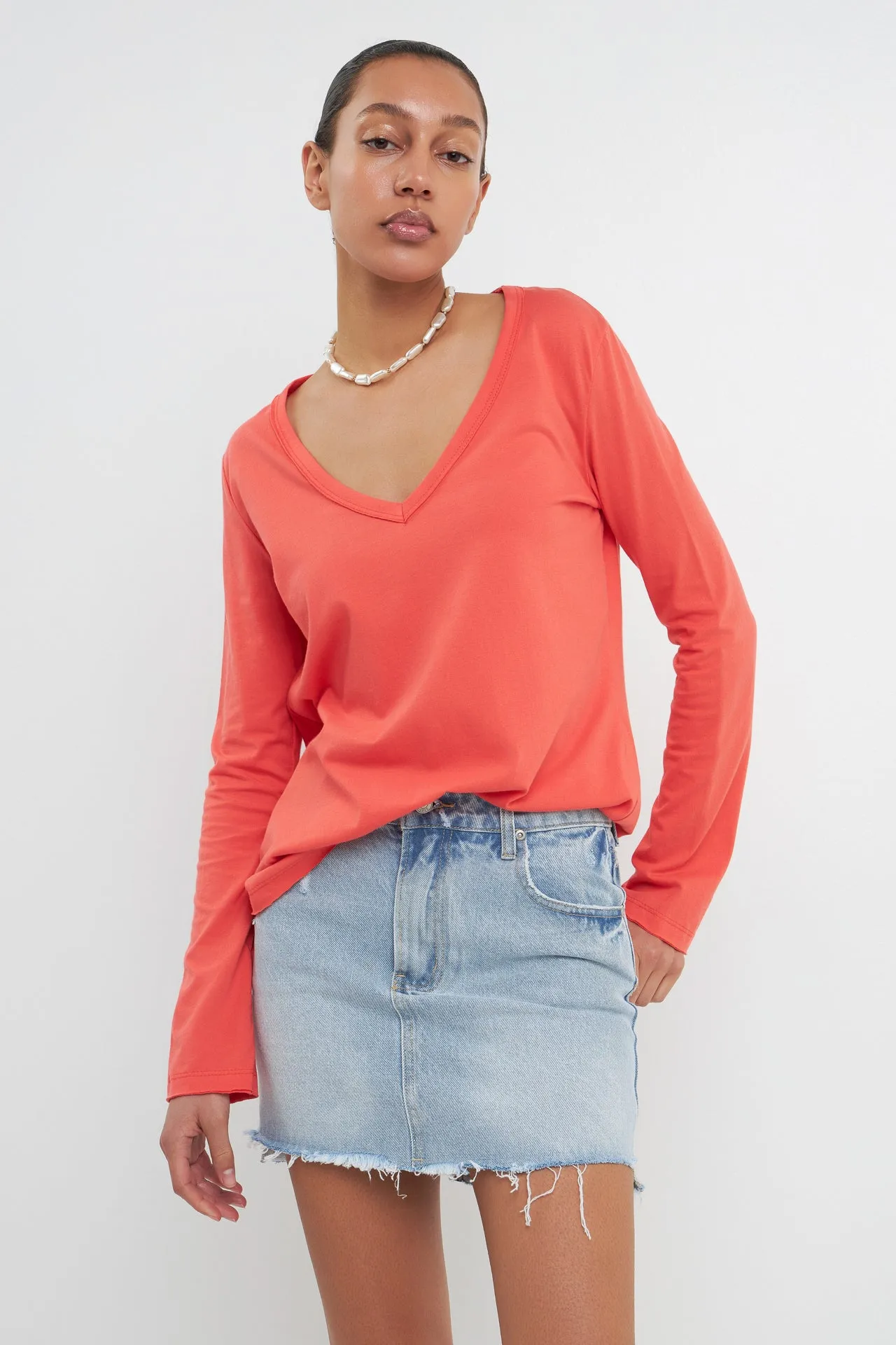 Classic Long Sleeve V Neck Tee sold by Endless Rose product image thumbnail 5