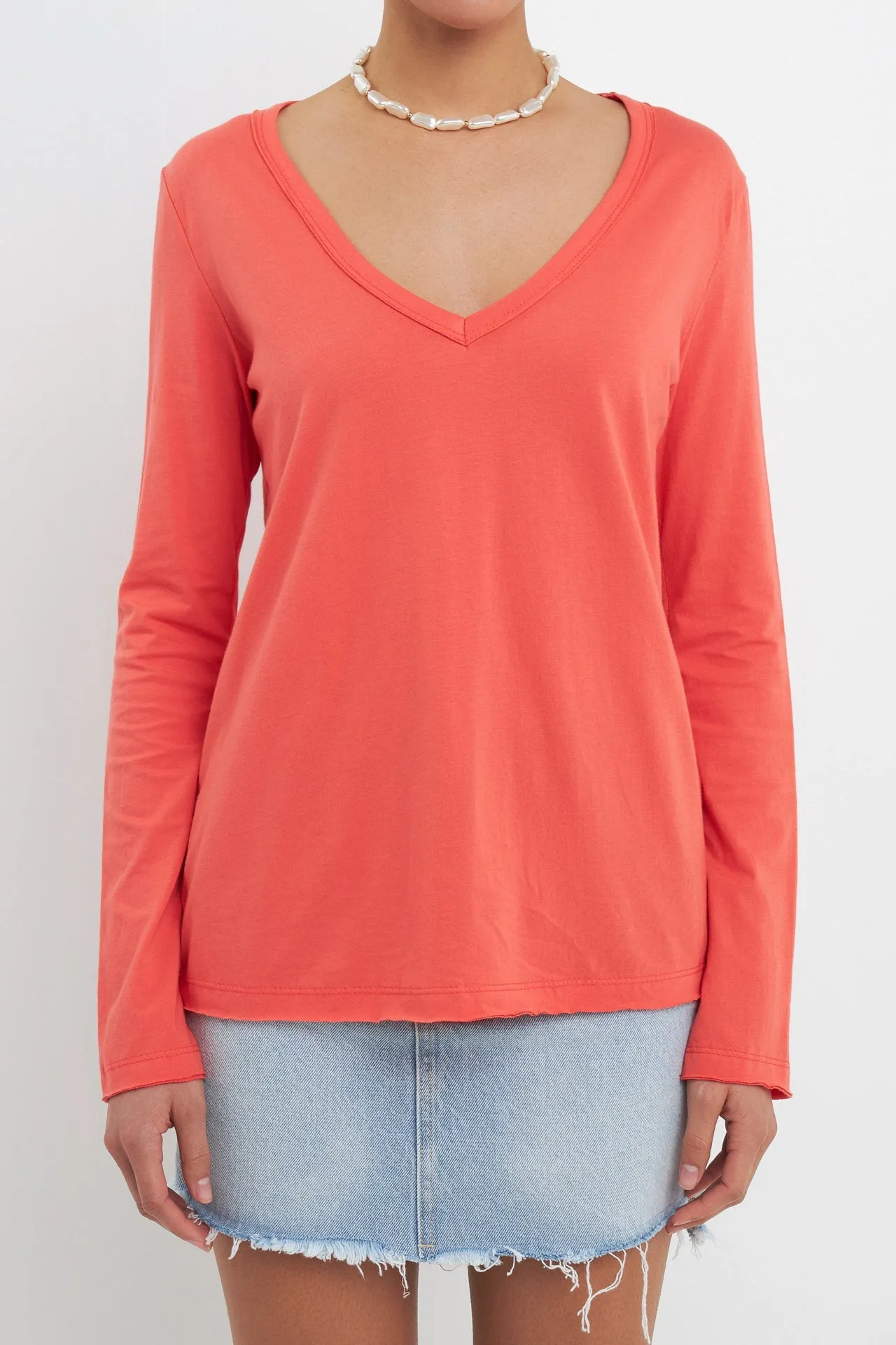 Classic Long Sleeve V Neck Tee sold by Endless Rose product image thumbnail 2