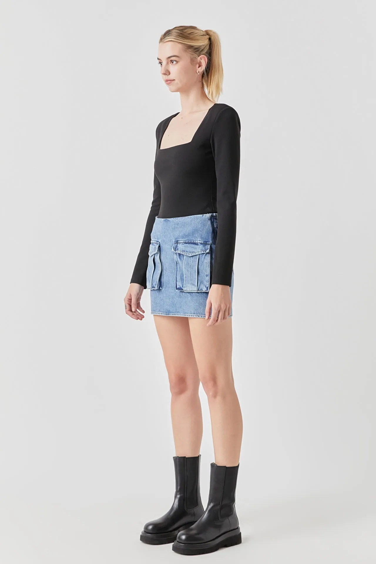 Square Neck Shoulder Pad Bodysuit sold by Endless Rose product image thumbnail 4