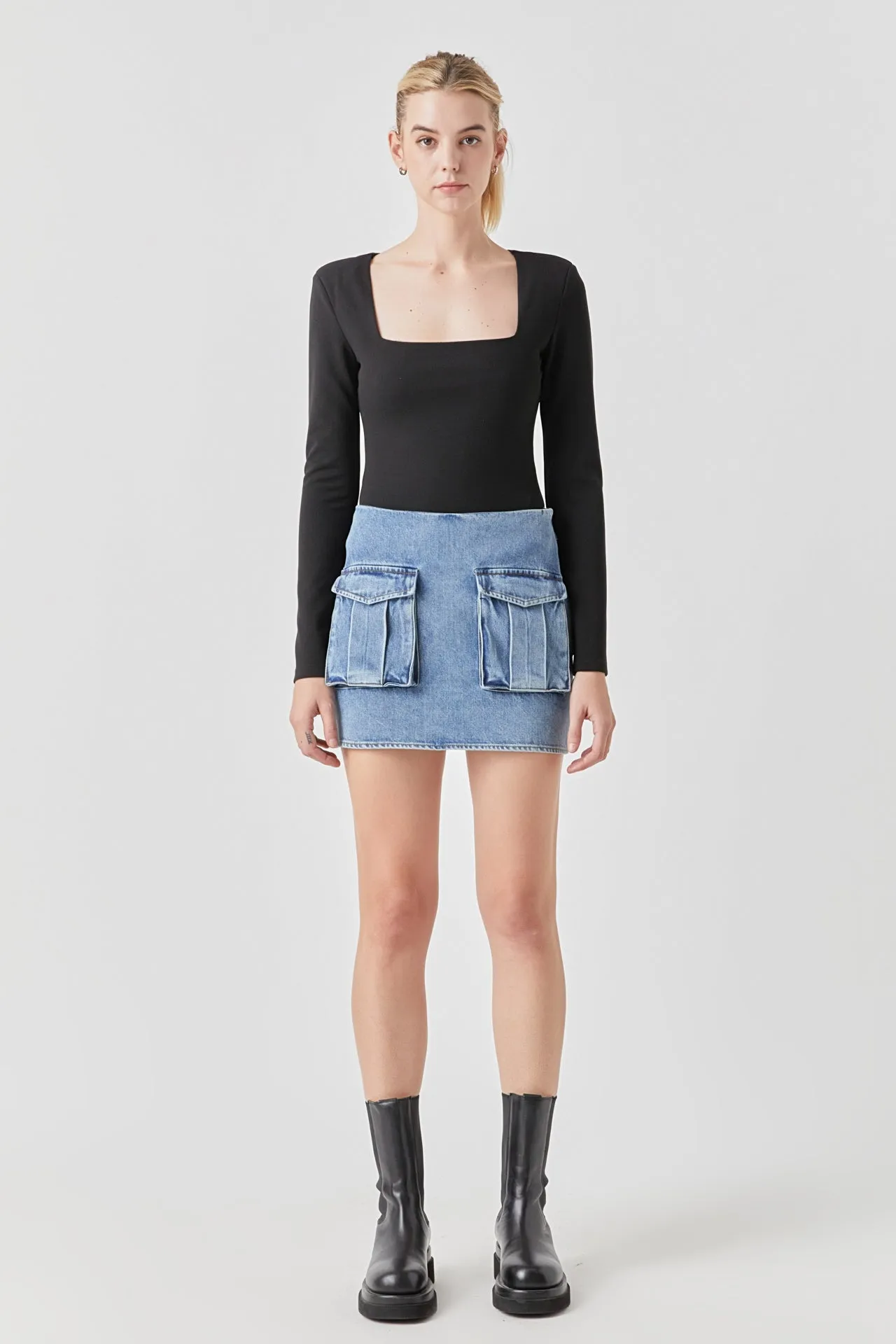 Square Neck Shoulder Pad Bodysuit sold by Endless Rose product image thumbnail 2