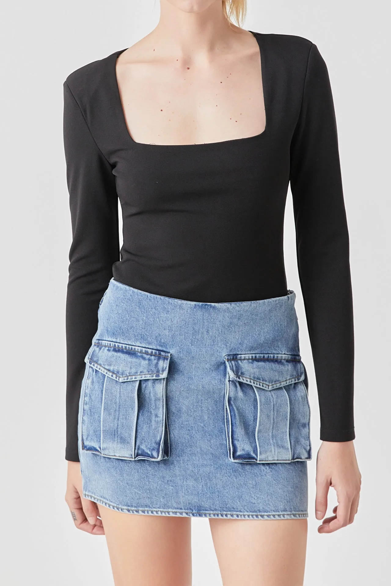 Square Neck Shoulder Pad Bodysuit sold by Endless Rose product image thumbnail 3