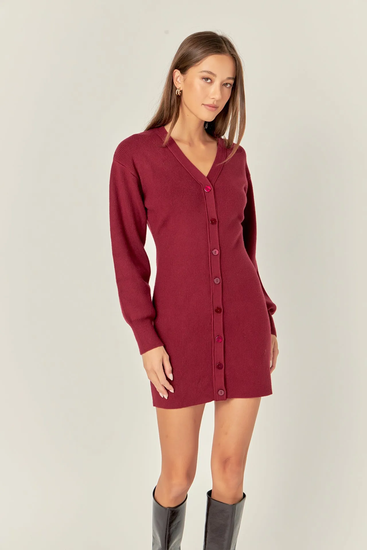 V-Neck Cardigan Mini Knit Dress sold by Endless Rose product image thumbnail 5