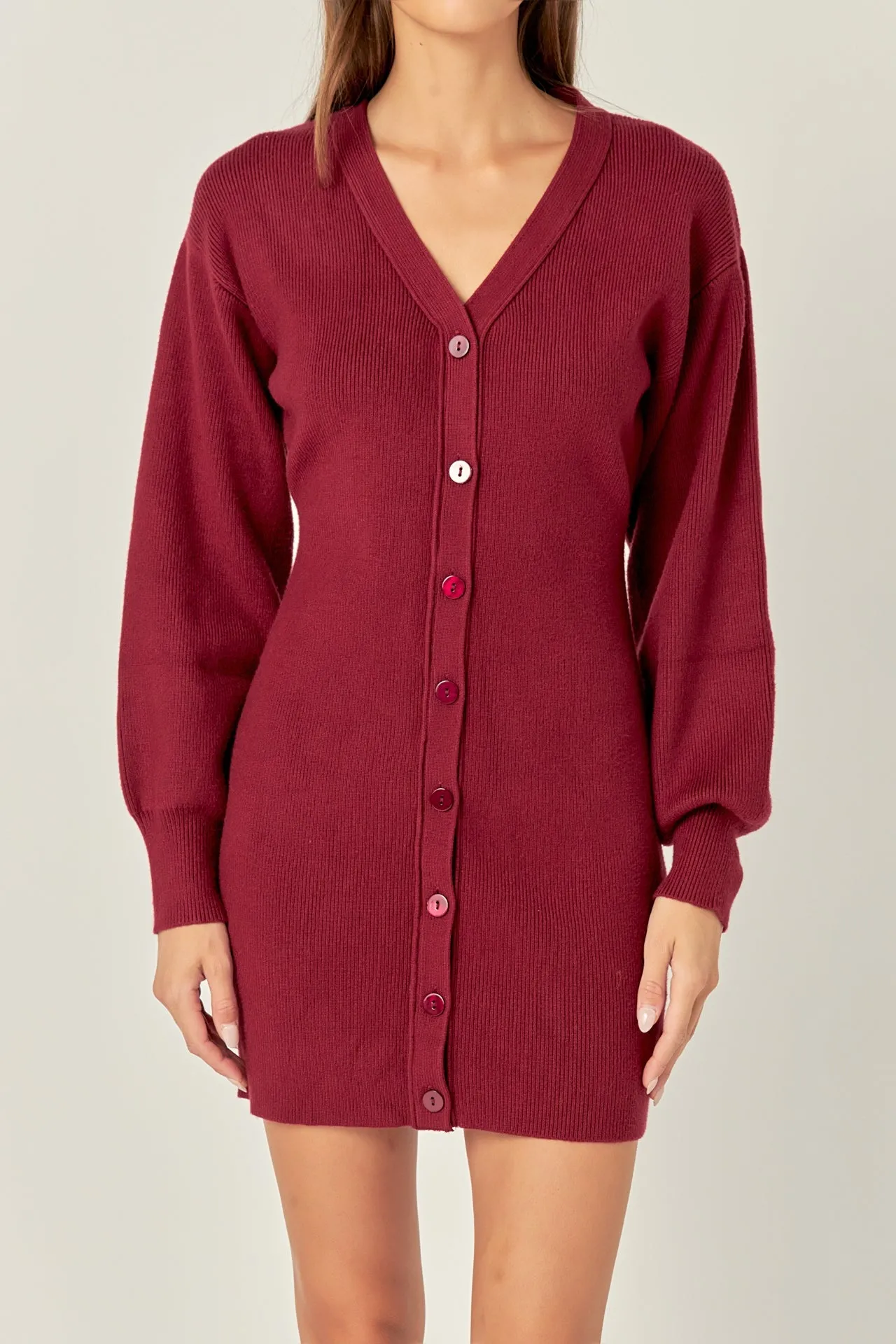 V-Neck Cardigan Mini Knit Dress sold by Endless Rose product image thumbnail 2