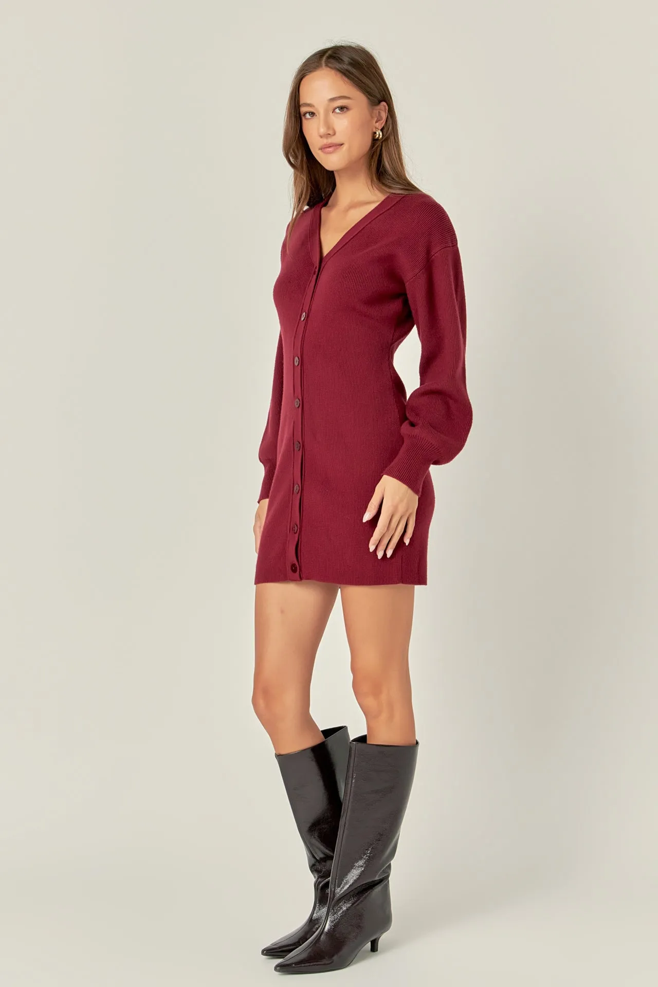 V-Neck Cardigan Mini Knit Dress sold by Endless Rose product image thumbnail 3