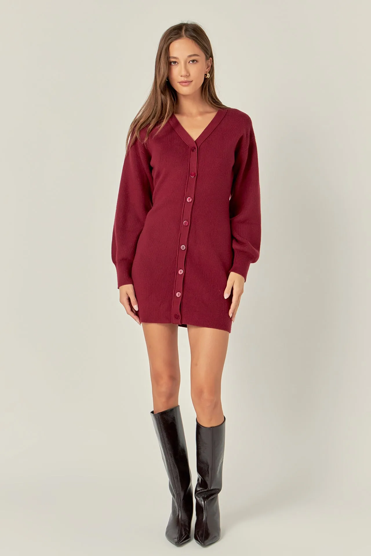 V-Neck Cardigan Mini Knit Dress sold by Endless Rose