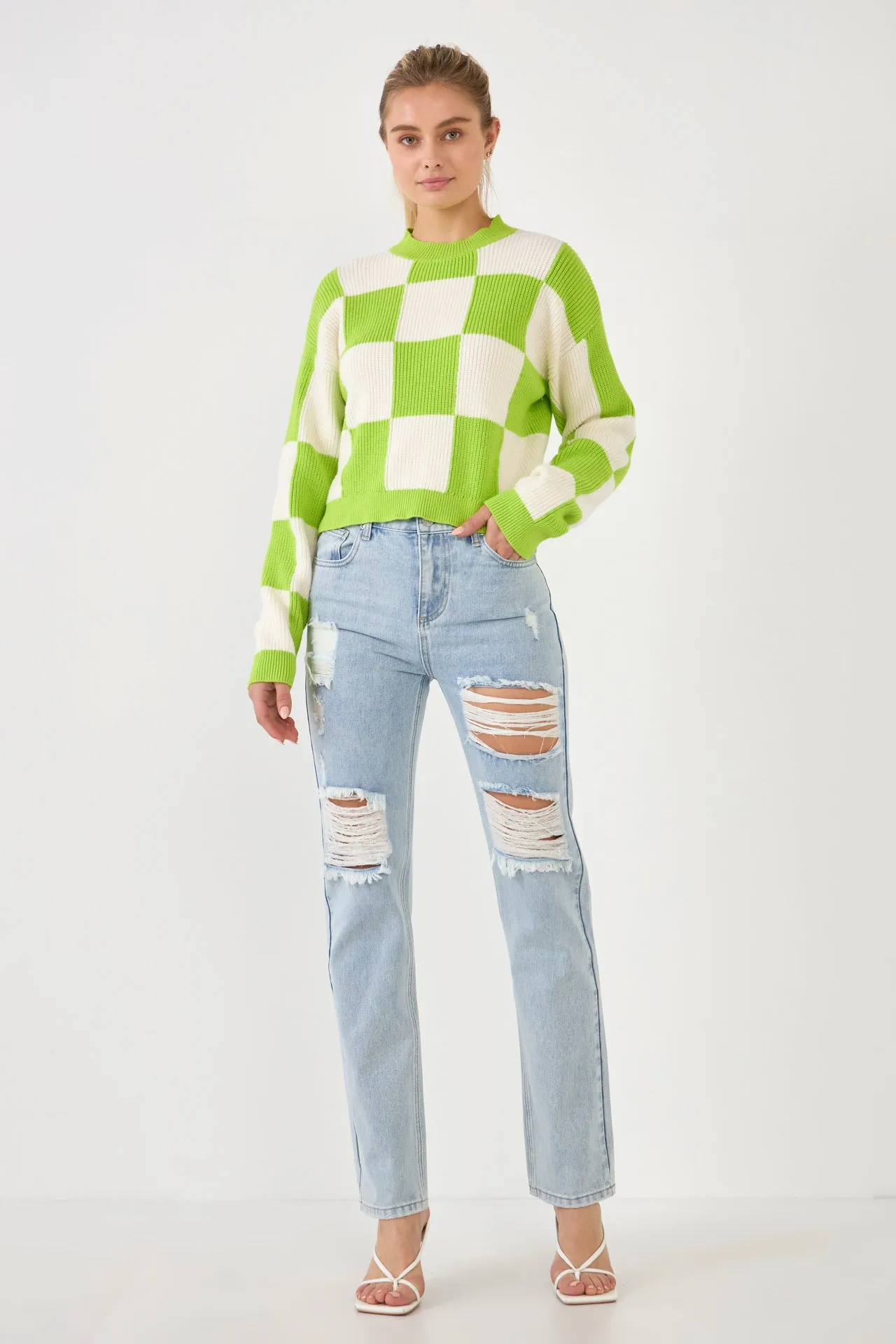 Checkerboard Knit Sweater sold by Endless Rose product image thumbnail 2