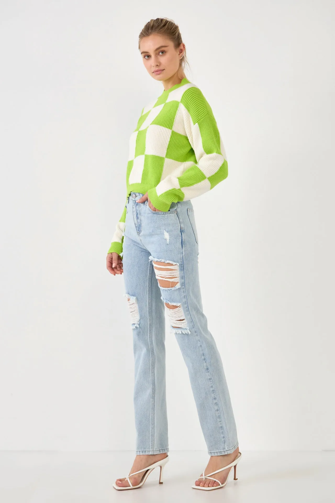 Checkerboard Knit Sweater sold by Endless Rose product image thumbnail 4